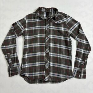 Zoo York Plaid Flannel Shirt Men's L Long Sleeve Button‎ Up Gray Red